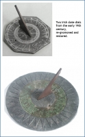 Two Irish slate dials from the early 19th century, re-gnomoned and restored.